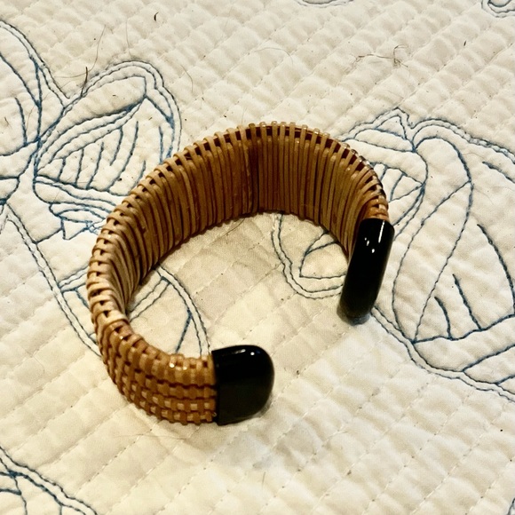Accessories Nantucket Basket Bracelet One Inch Cuff Rattan And Black